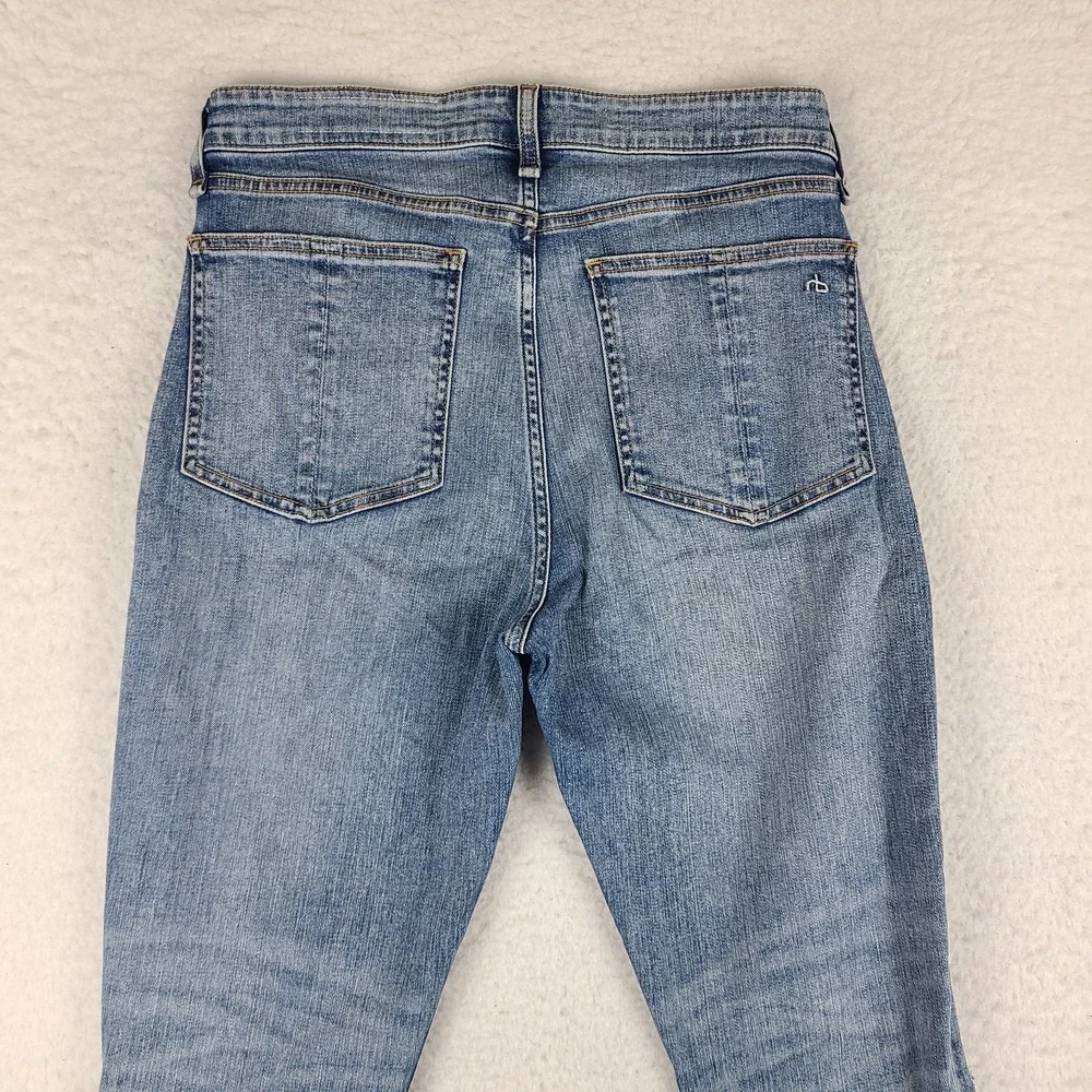 Rag & Bone Jeans‎ Womens 29x27 Blue Nina High Rise Ankle Skinny Fray Distress *